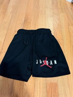 Jordan Black Athletic Shorts with Red Jumpman and White Lettering, Small